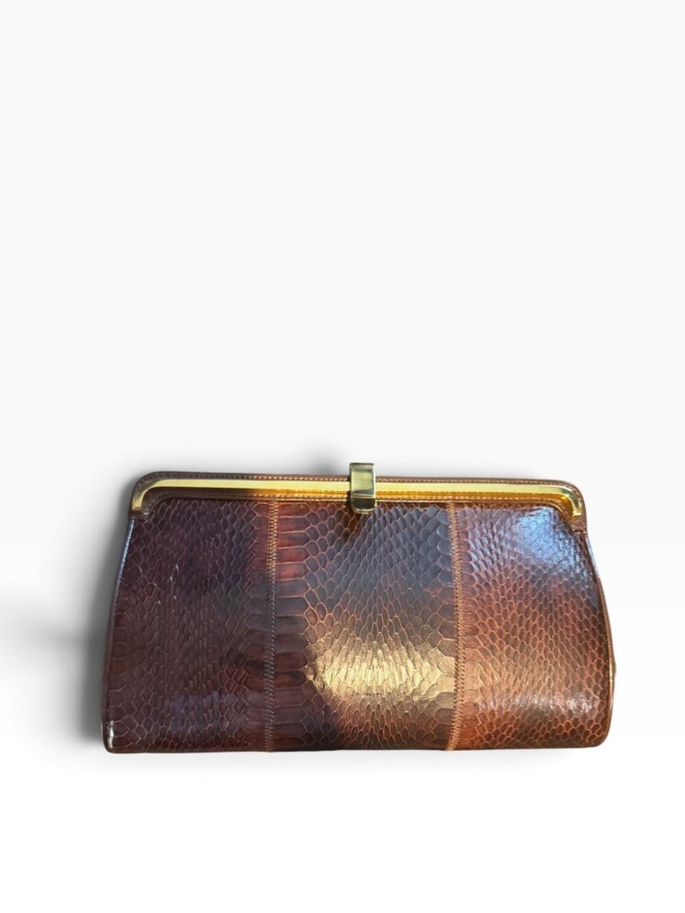 Vintage Brown Snakeskin Clutch